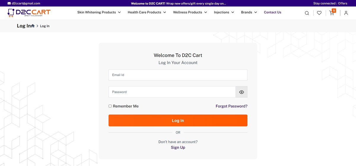 Customer login feature