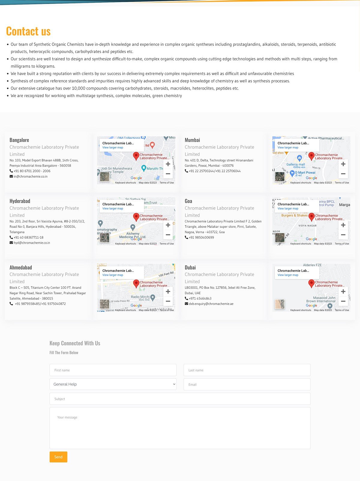 Contact us page