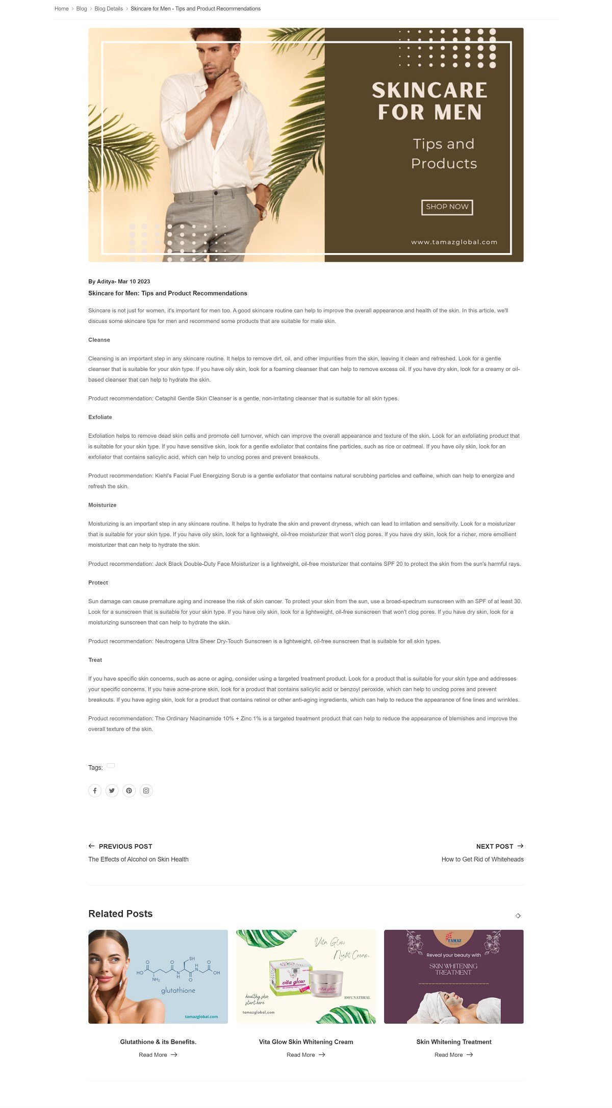 Blog detail page